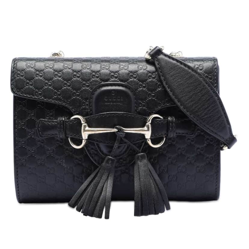 Gucci Mini Microguccissima Emily Crossbody Black Leather Very good condition - Front View