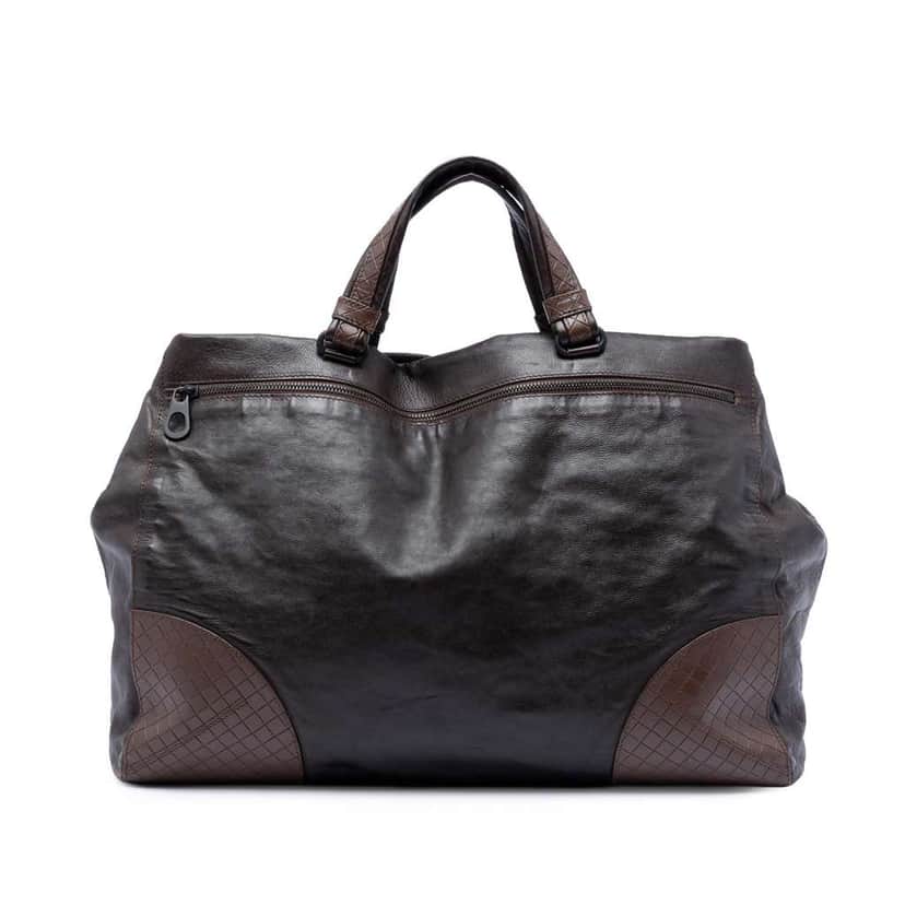 Bottega Veneta Intrecciomirage Trimmed Nappa Tote Brown Leather Very good condition - Front View