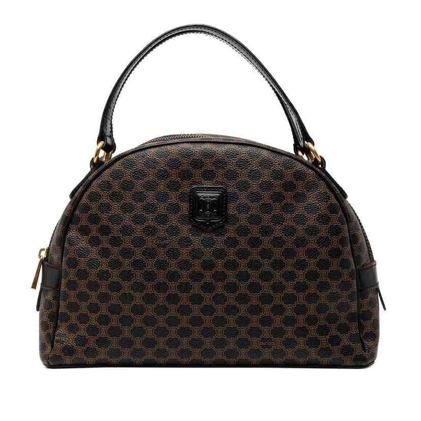 Celine Macadam Coated Canvas Dome Handbag Brown Canvas Very good condition - Front View