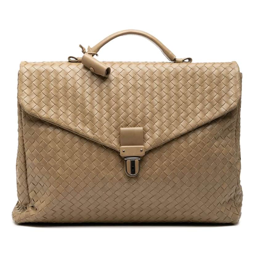 Bottega Veneta Nappa Intrecciato Business Bag Brown Leather Very good condition - Front View