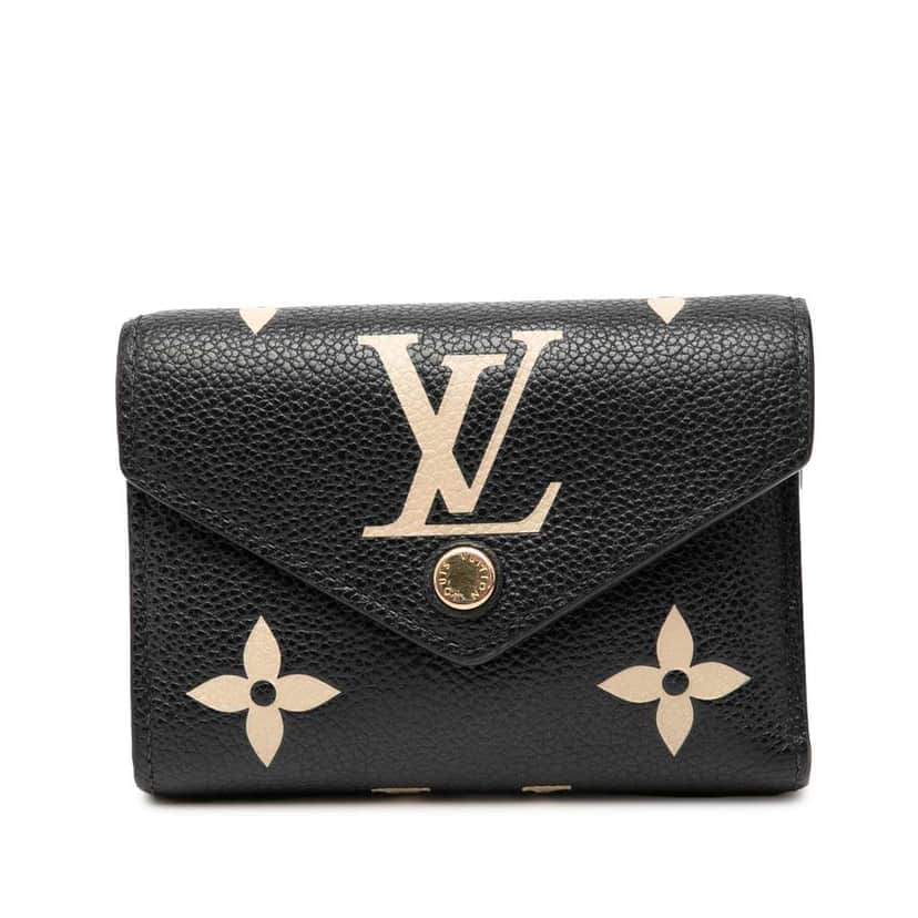 Louis Vuitton Monogram Empreinte Victorine Tri-fold Wallet Black Leather Good condition - Front View