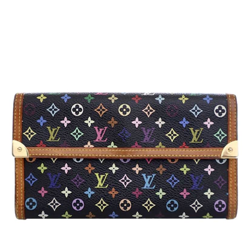Louis Vuitton Monogram Multicolor Porte Tresor International Wallet Black Very good condition - Front View