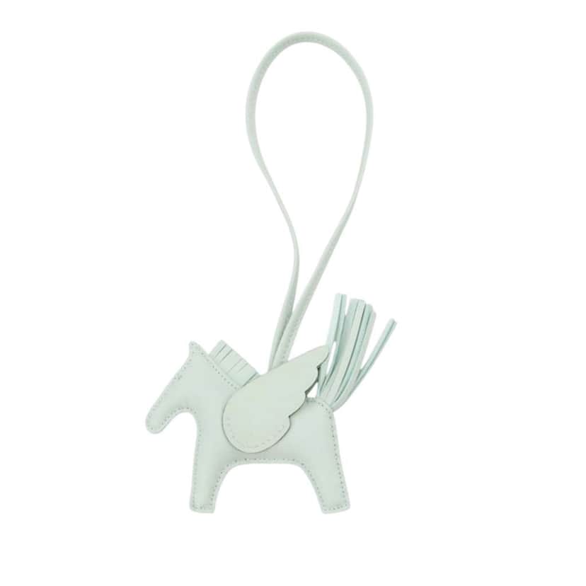 Hermès Milo Lambskin and Swift Grigri Rodeo Pegase Bag Charm PM Green Leather Very good condition - Front View