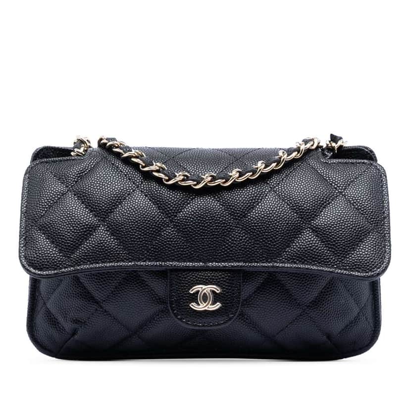 Chanel Nylon Graffiti Foldable Shopping Tote in Caviar Flap Black Leather Very good condition - Front View