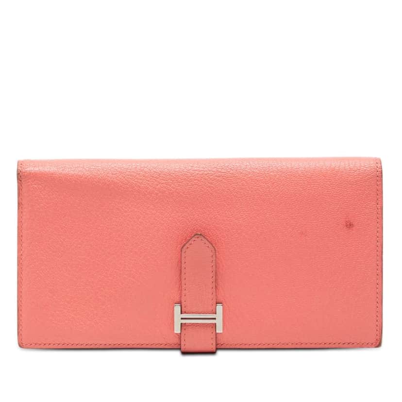 Hermès Chevre Mysore Bearn Long Wallet Pink Leather Good condition - Front View