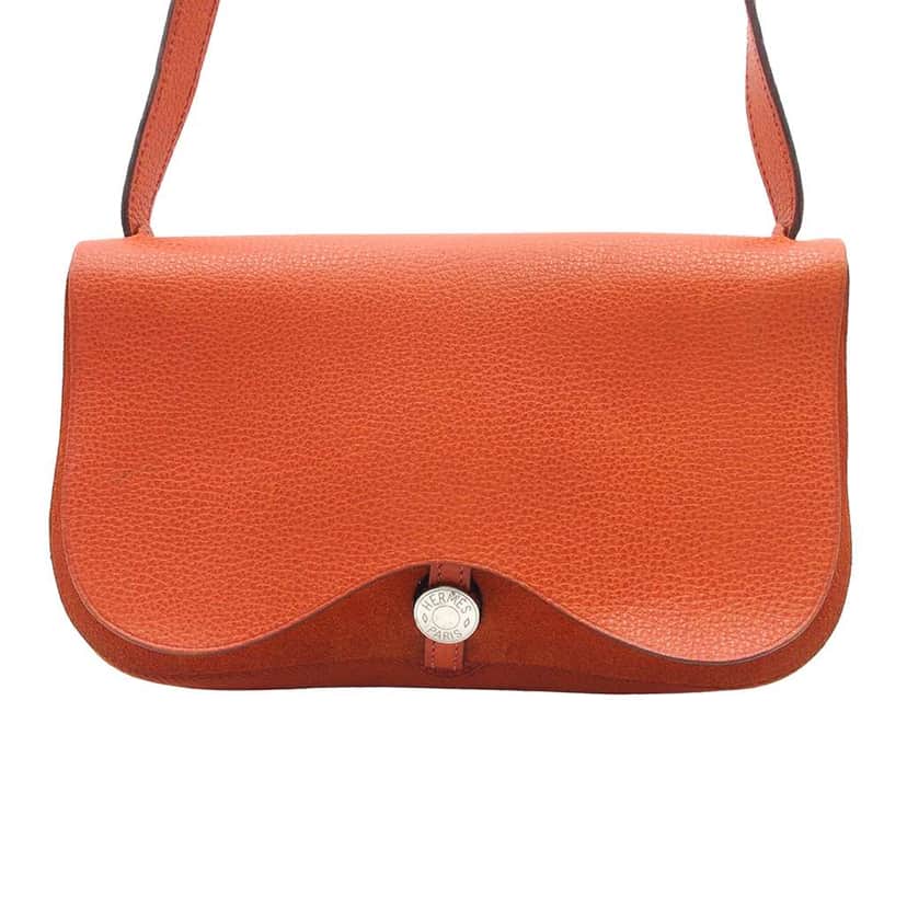Hermès Vache Liege and Toile Sac Colorado PM Orange Leather Good condition - Front View