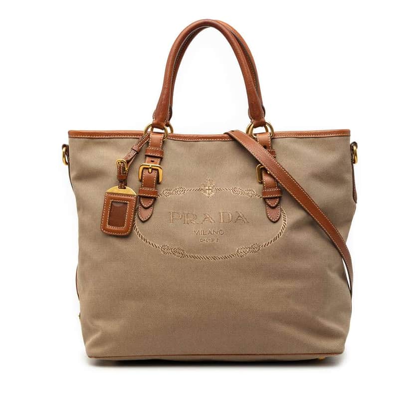 Prada Canvas Canapa Logo Convertible Tote Brown Canvas Very good condition - Front View
