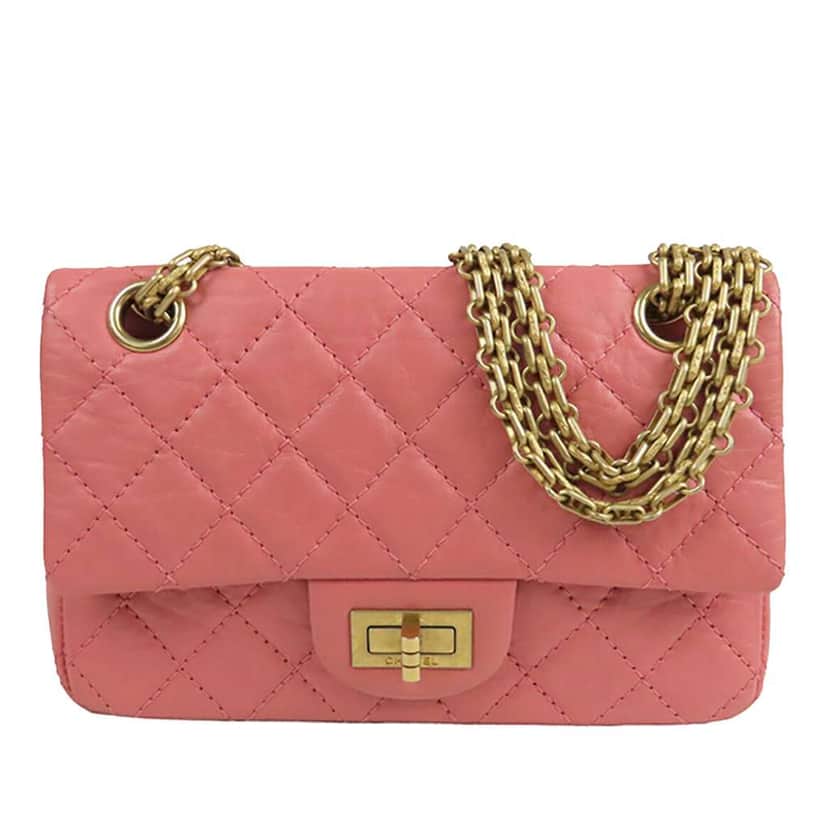 Chanel Quilted Aged Calfskin Reissue 2.55 Single Flap 224 Pink Leather Good condition - Front View