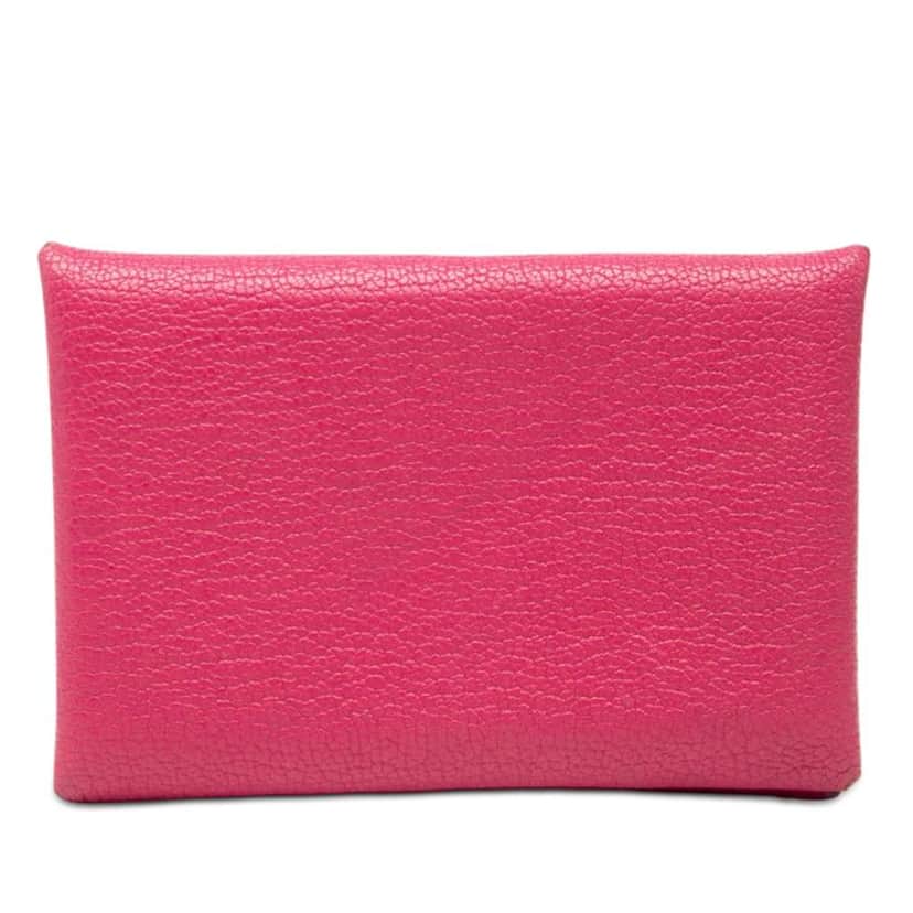 Hermès Chevre Mysore Calvi Card Holder Pink Leather Good condition - Front View