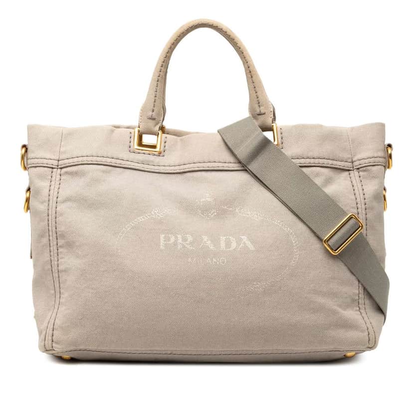 Prada Denim Canapa Logo Satchel Brown Denim Very good condition - Front View