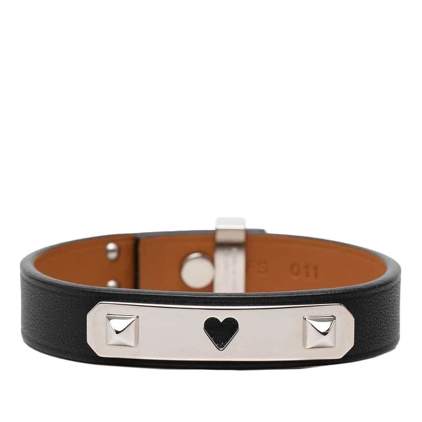 Hermès Swift As De Coeur Bracelet Black Leather Good condition - Front View