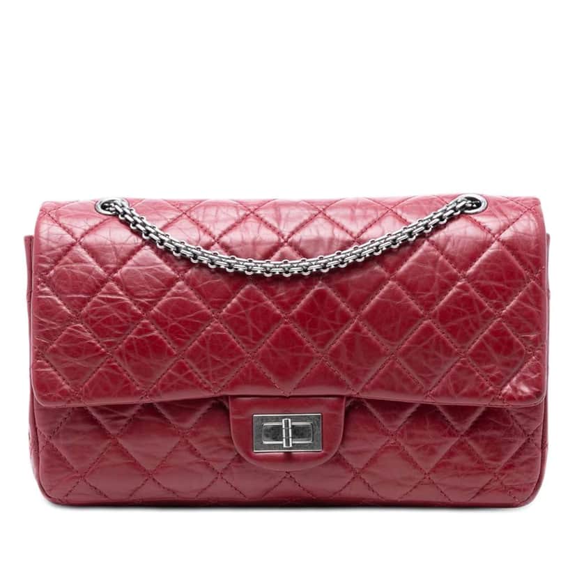 Chanel Quilted Aged Calfskin Reissue 2.55 Double Flap 227 Red Leather Good condition - Front View