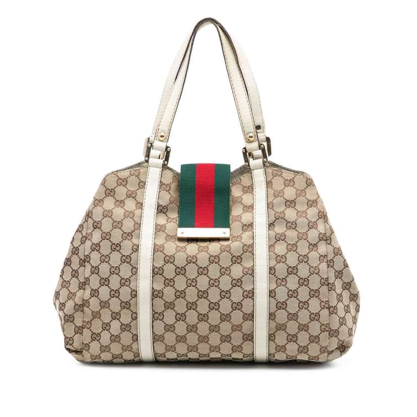 Gucci GG Canvas Web New Ladies Tote Brown Canvas Very good condition - Front View