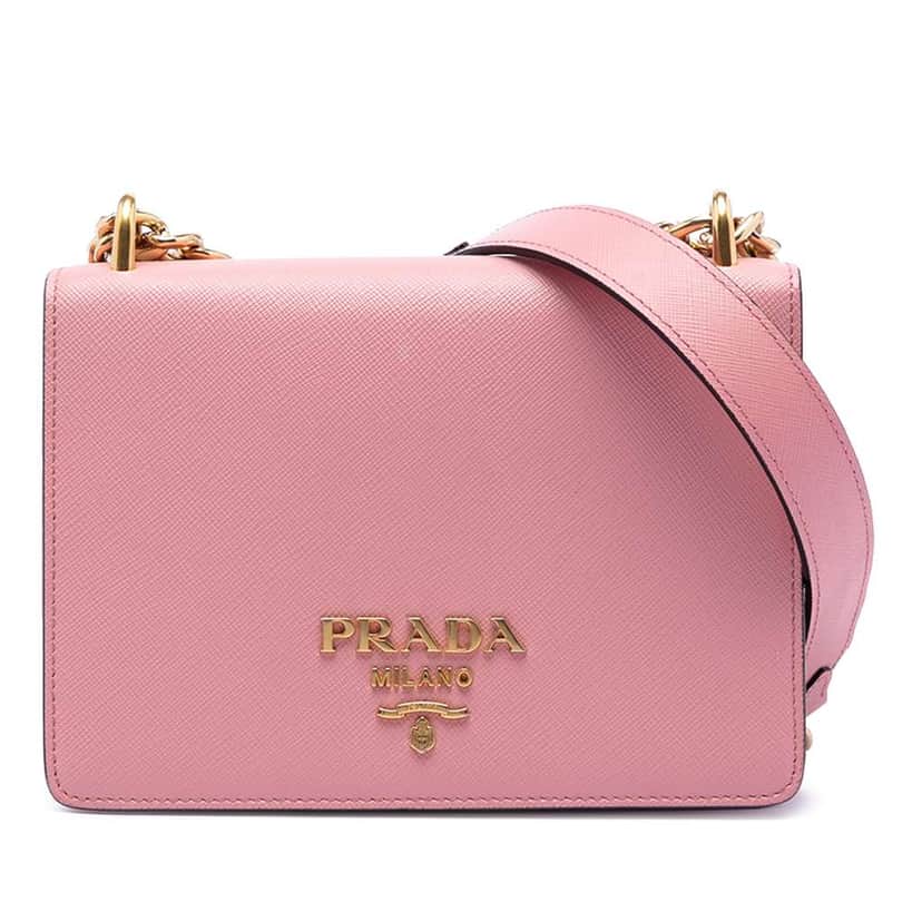 Prada Saffiano Lux Chain Crossbody Pink Leather Very good condition - Front View