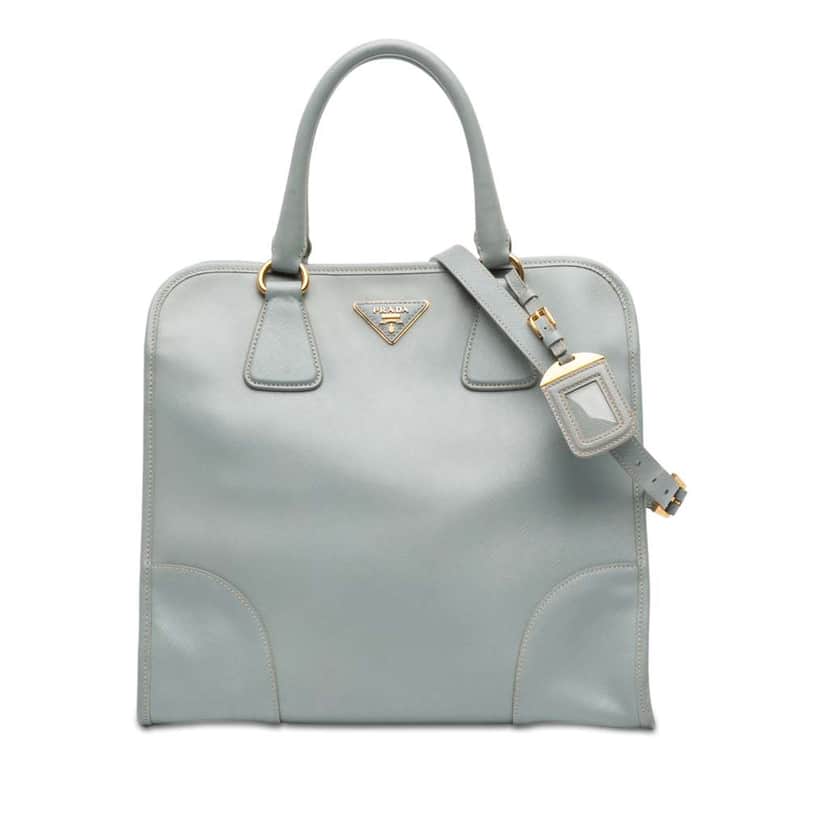 Prada Saffiano Lux Shopping Tote Blue Leather Very good condition - Front View