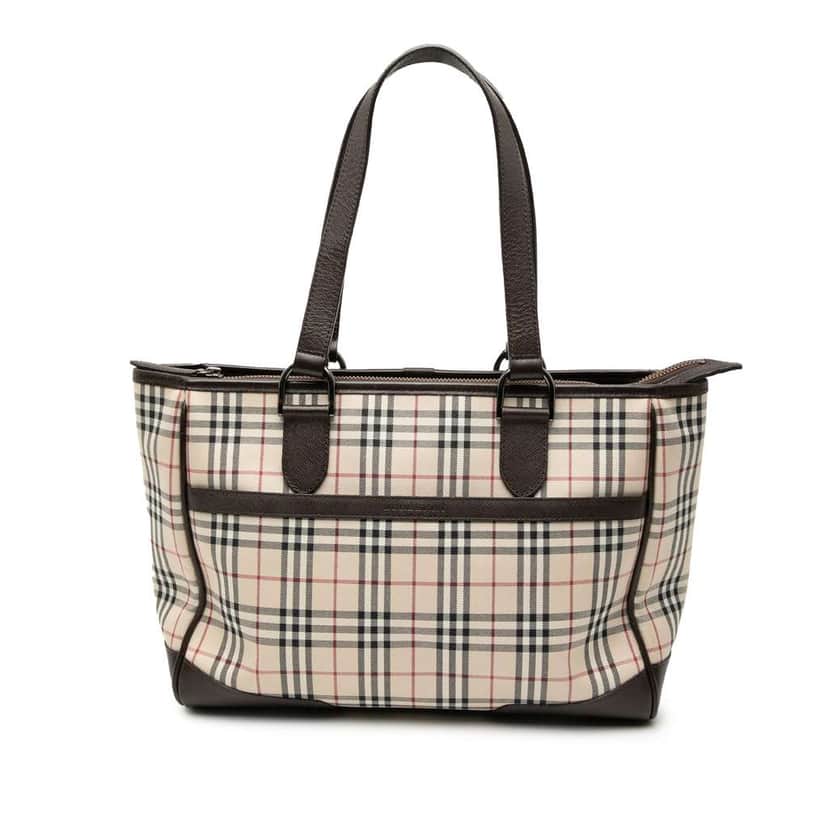 Burberry House Check Canvas Tote Brown Canvas Very good condition - Front View