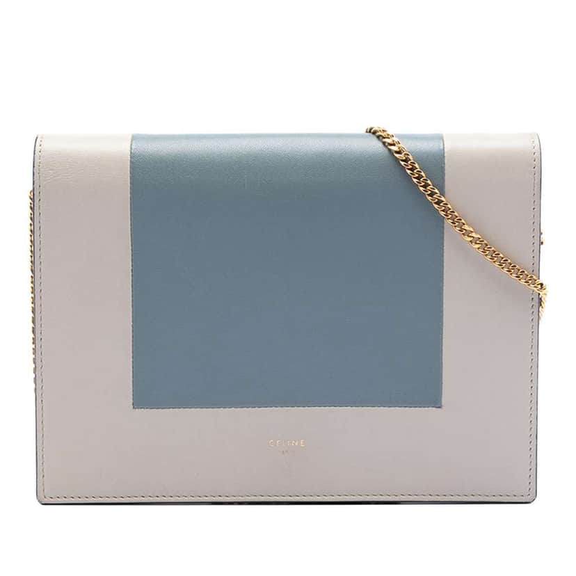 Celine Leather Frame Wallet on Chain Grey Leather Very good condition - Front View