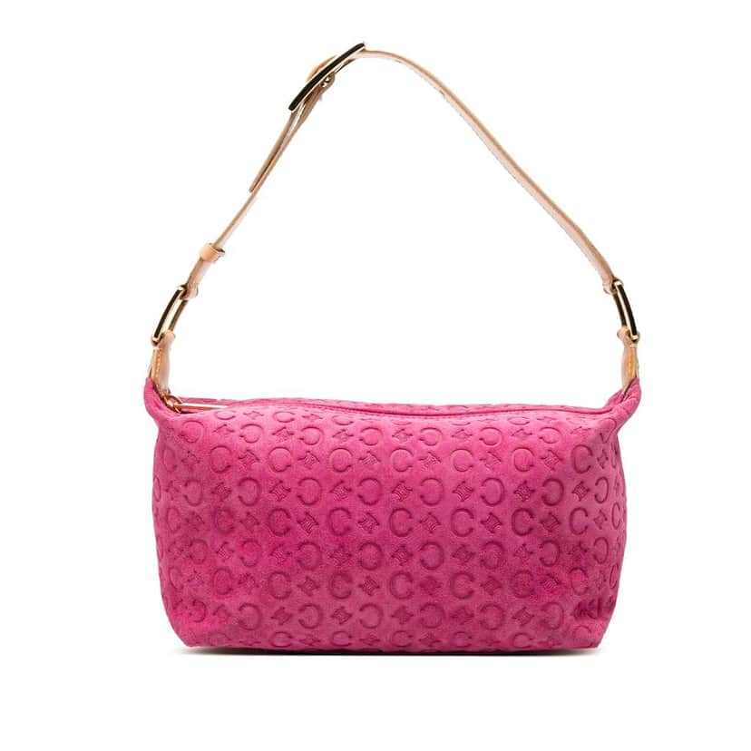 Celine C Macadam Suede Shoulder Bag Pink Leather Very good condition - Front View