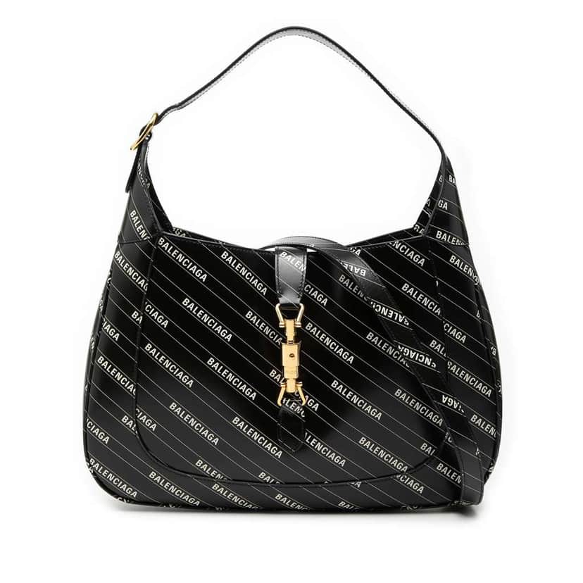 Gucci Balenciaga The Hacker Project Medium Calfskin Jackie 1961 Crossbody Black Leather Very good condition - Front View