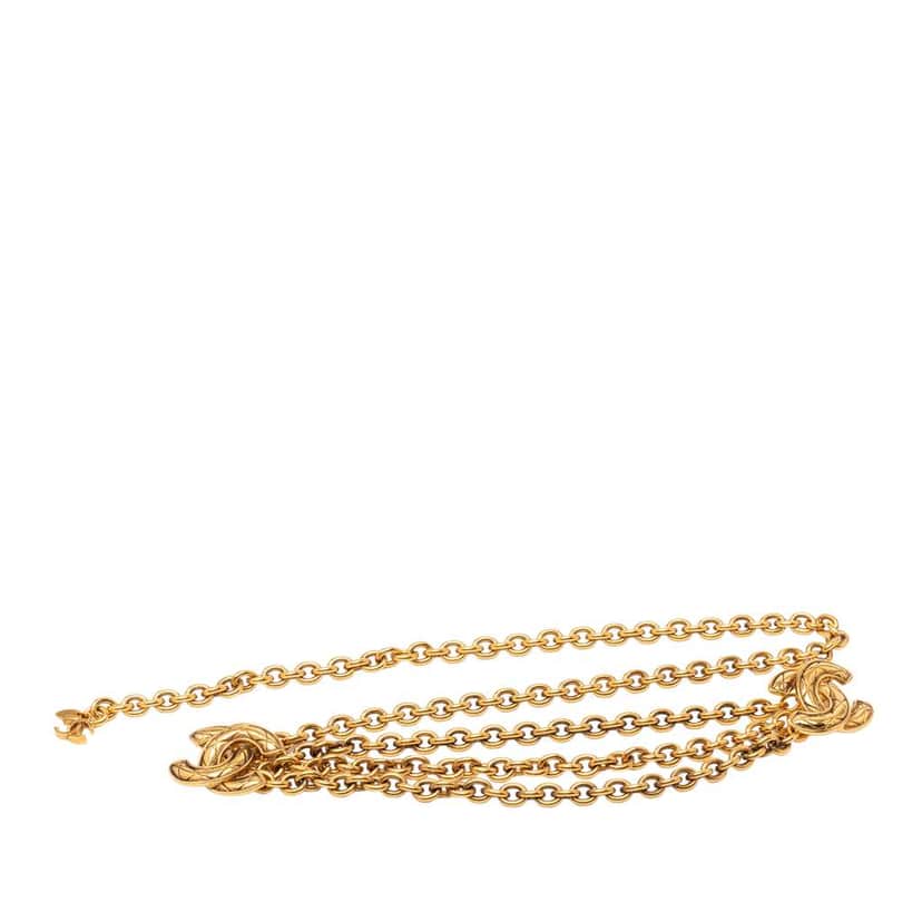 Chanel Gold Plated CC Triple Chain Belt Gold Metal Very good condition - Front View