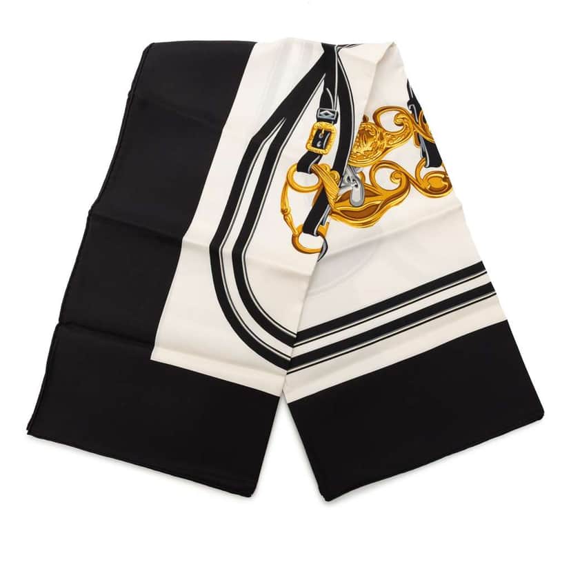 Hermès Brides de Gala Silk Scarf 90 White Silk Very good condition - Front View