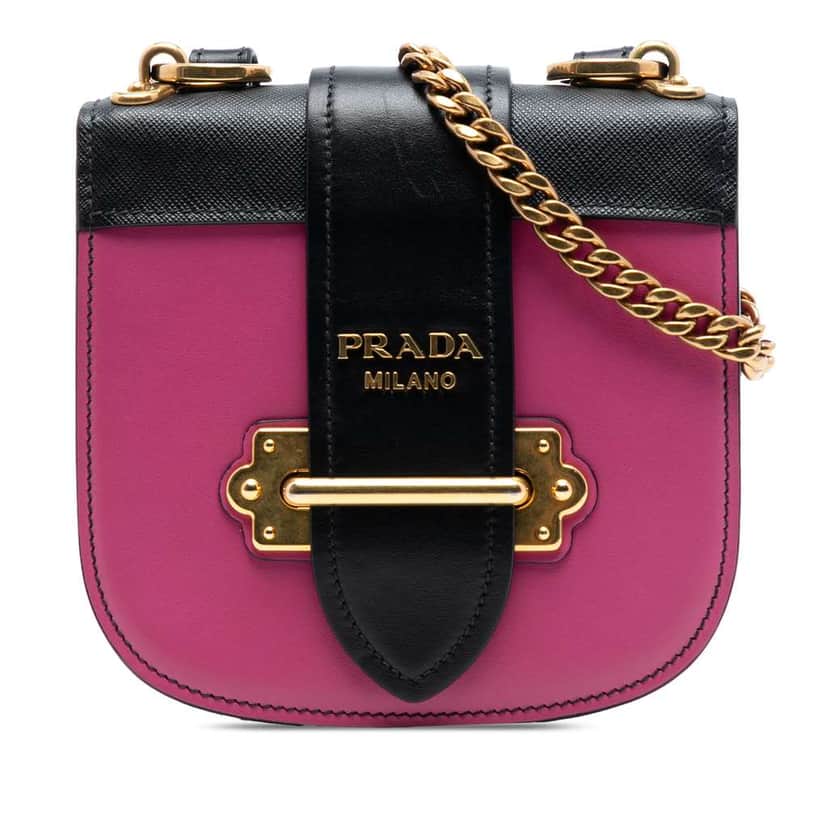 Prada Saffiano Trimmed City Calf Pionniere Crossbody Pink Leather Very good condition - Front View