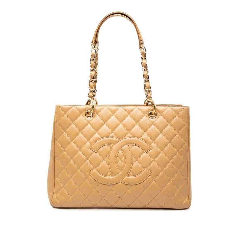 Chanel Caviar Grand Shopping Tote Brown Leather Very good condition - Front View