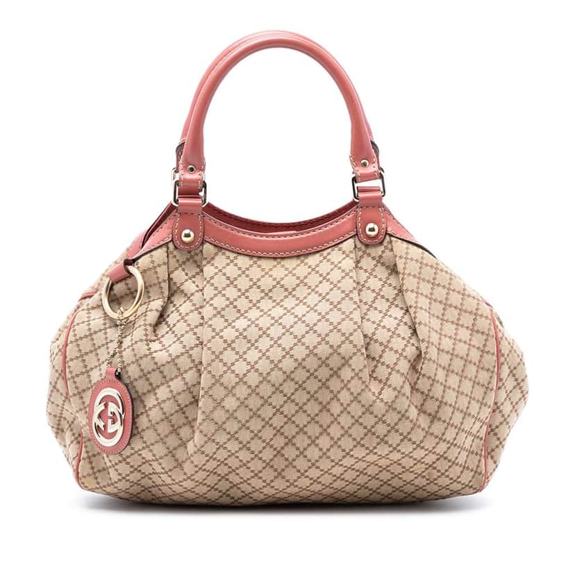 Gucci Medium Diamante Canvas Sukey Tote Brown Canvas Very good condition - Front View