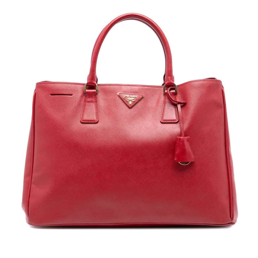 Prada Large Saffiano Lux Galleria Satchel Red Leather Very good condition - Front View