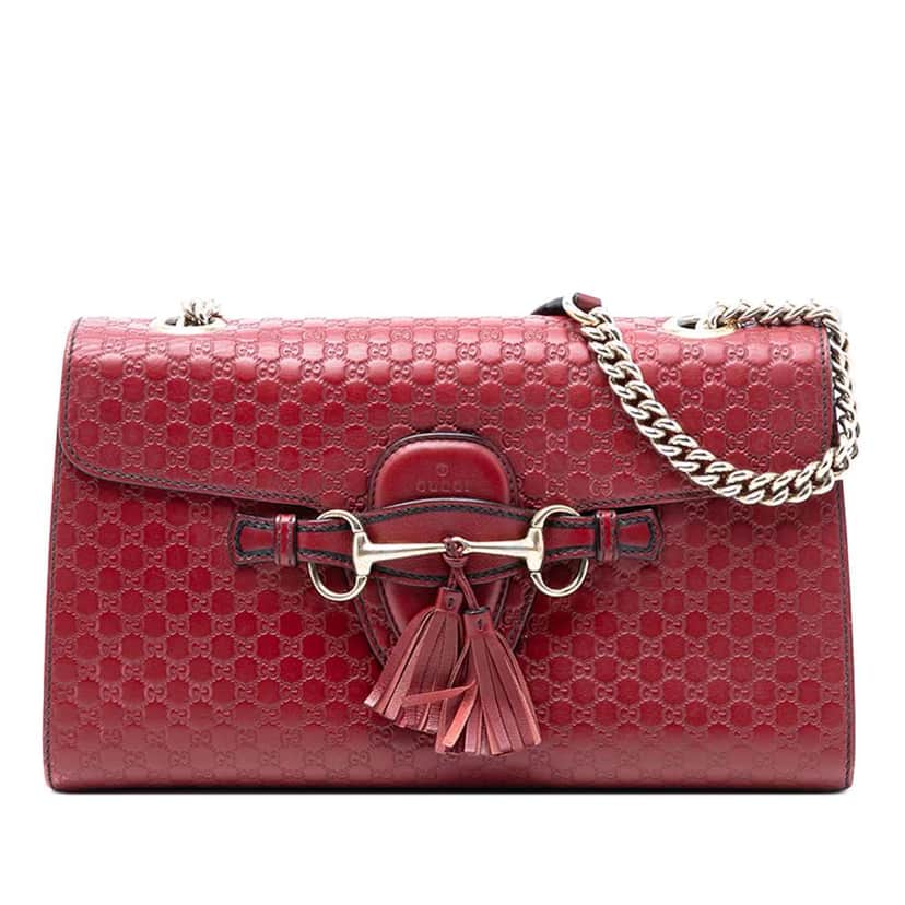 Gucci Medium Microguccissima Emily Shoulder Bag Red Leather Very good condition - Front View