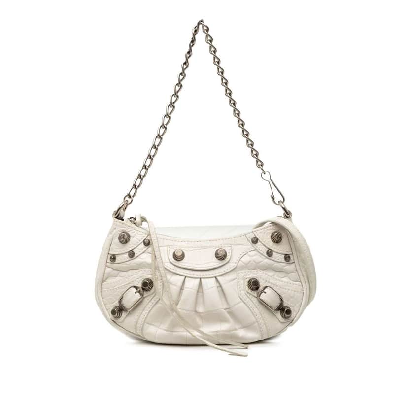 Balenciaga Mini Embossed Leather Motocross Le Cagole White Leather Very good condition - Front View