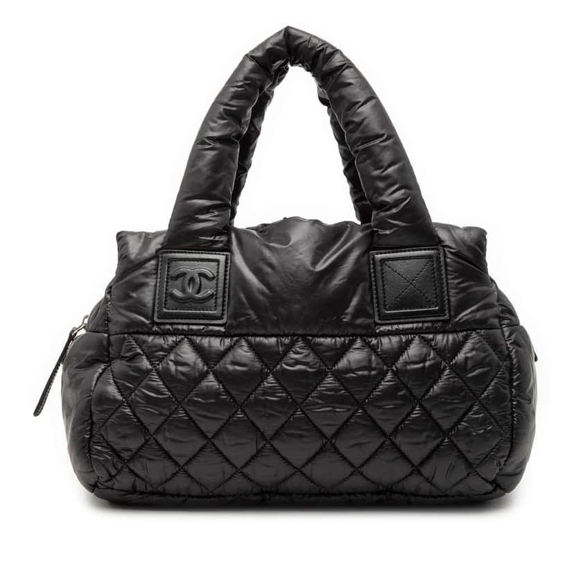 Chanel Small Quilted Nylon Coco Cocoon Tote Black Very good condition - Front View