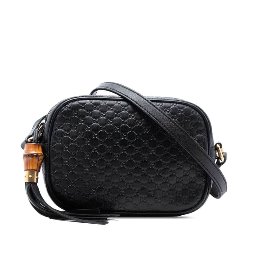 Gucci Microguccissima Sunshine Disco Camera Bag Black Leather Very good condition - Front View