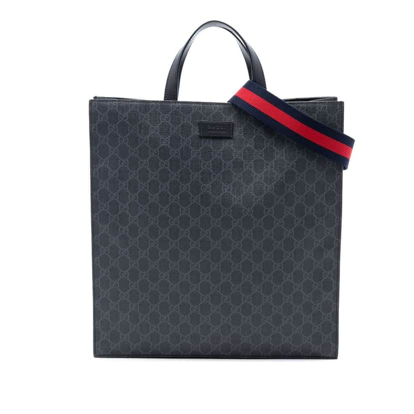 Gucci GG Supreme Convertible Soft Tote Black Canvas Very good condition - Front View