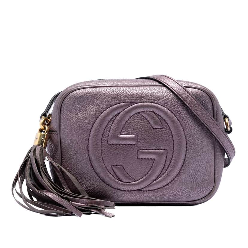 Gucci Metallic Leather Soho Disco Crossbody Purple Leather Very good condition - Front View