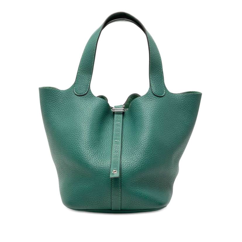 Hermès Clemence Picotin Lock 22 Green Leather Good condition - Front View