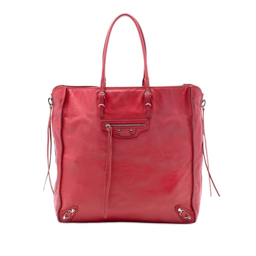 Balenciaga Leather Papier A5 Zip Around Tote Red Leather Good condition - Front View