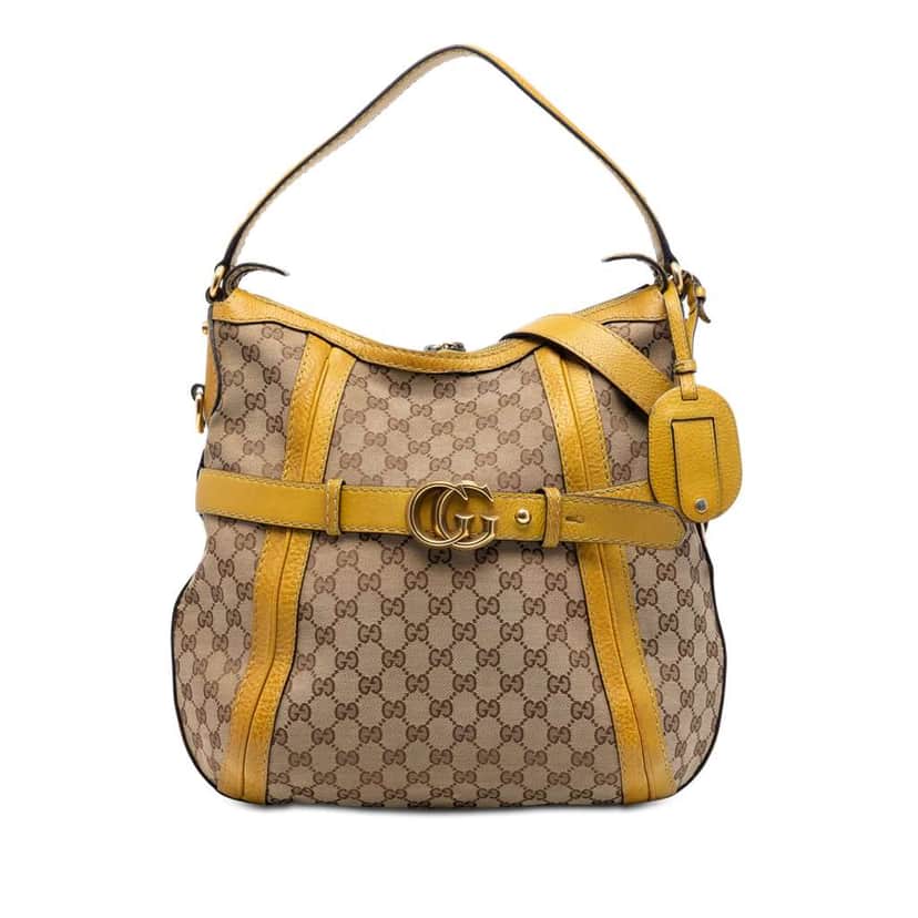 Gucci Medium GG Canvas Running Satchel Brown Canvas Very good condition - Front View