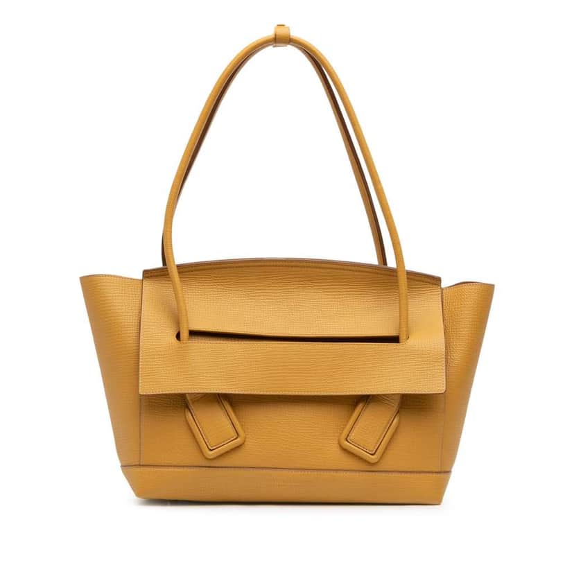 Bottega Veneta Medium Grained Calfskin The Arco Tote Yellow Leather Very good condition - Front View