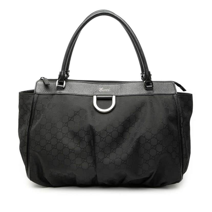 Gucci Large GG Nylon Abbey D Ring Tote Black Very good condition - Front View
