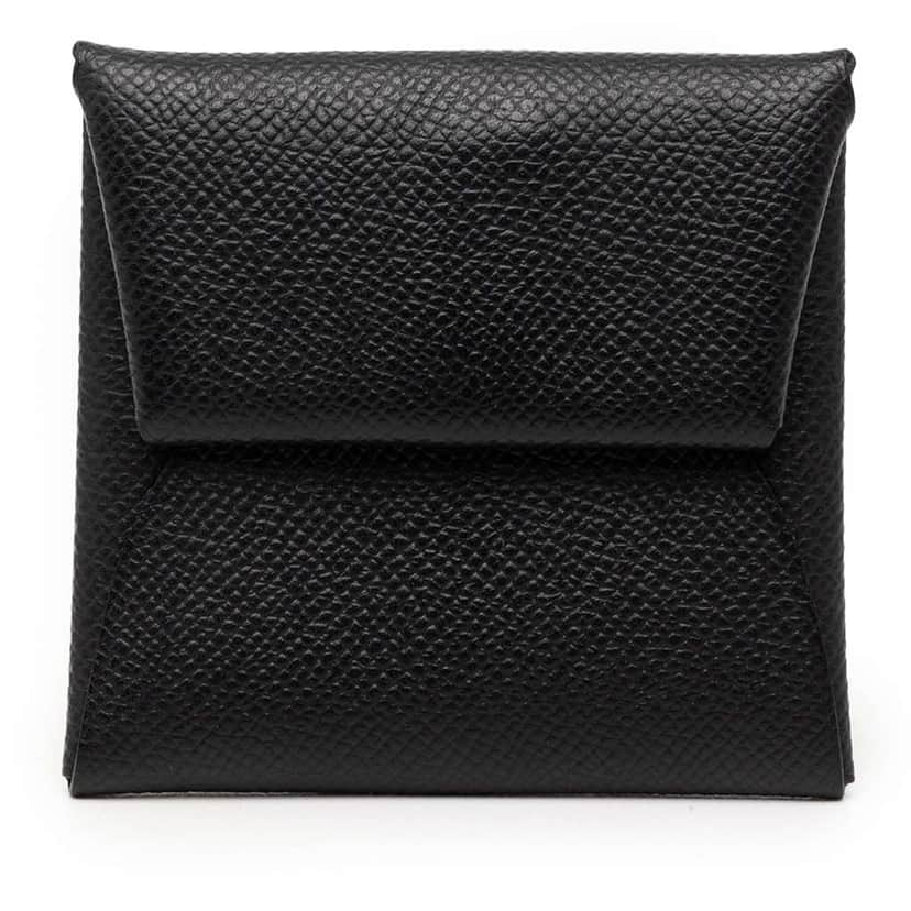 Hermès Epsom Bastia Change Purse Black Leather Good condition - Front View