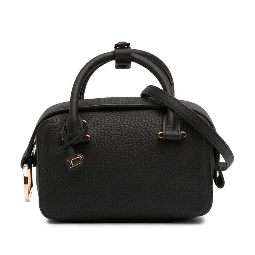 Delvaux Nano Taurillon Soft Leather Cool Box Satchel Black Leather Very good condition - Front View