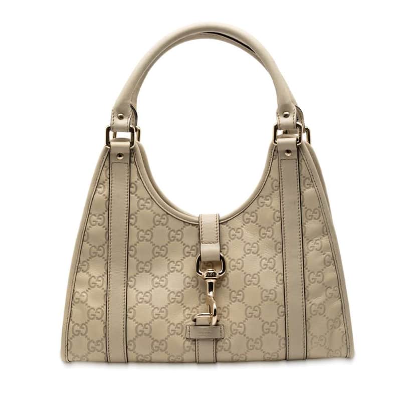 Gucci Guccissima Jackie Joy Bardot Shoulder Bag White Leather Very good condition - Front View