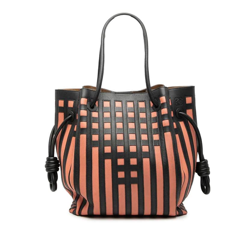 Loewe Leather Grid Flamenco Knot Tote Pink Leather Very good condition - Front View