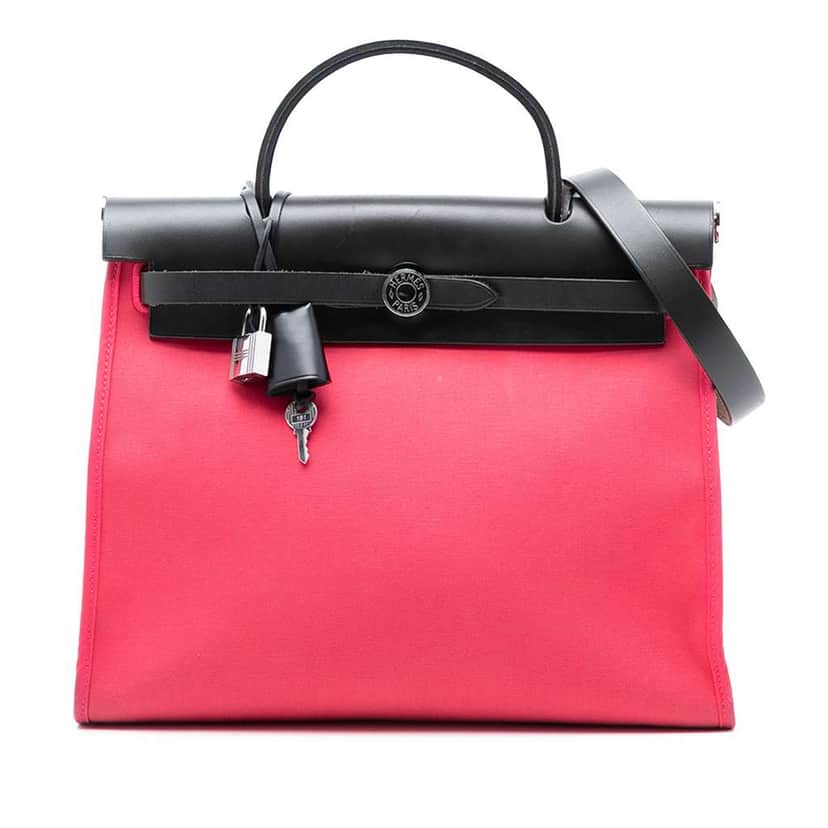 Hermès Toile Herbag Zip 31 Pink Canvas Very good condition - Front View