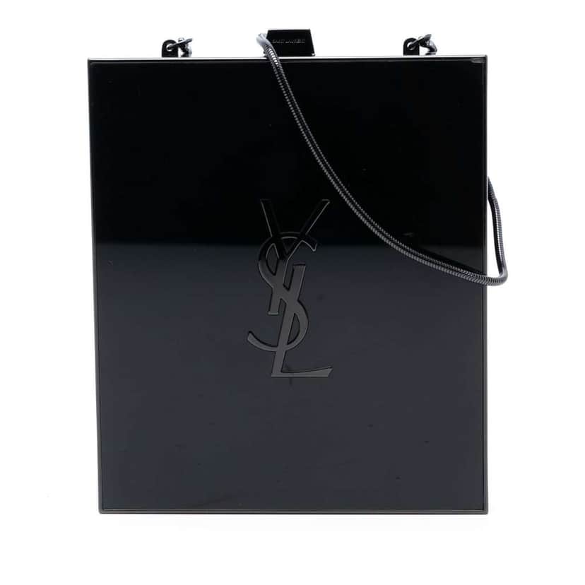 Saint Laurent Acrylic Tuxedo Box Clutch on Chain Black Very good condition - Front View