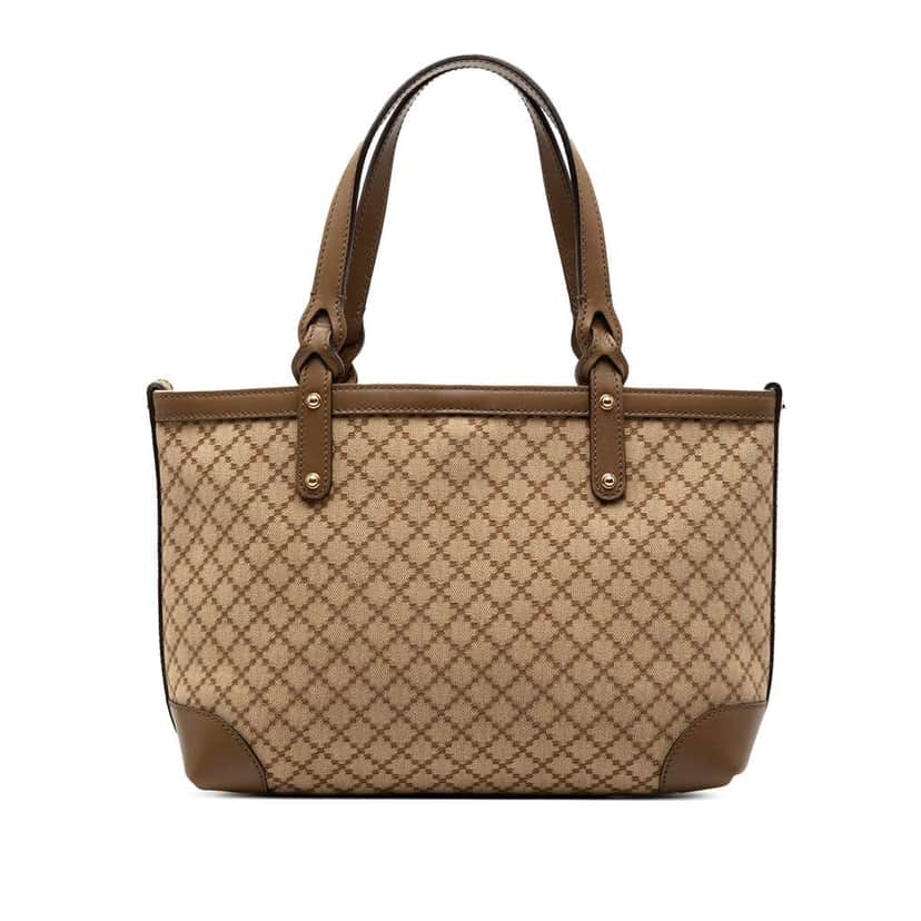 Gucci Diamante Canvas Craft Tote Brown Canvas Good condition - Front View