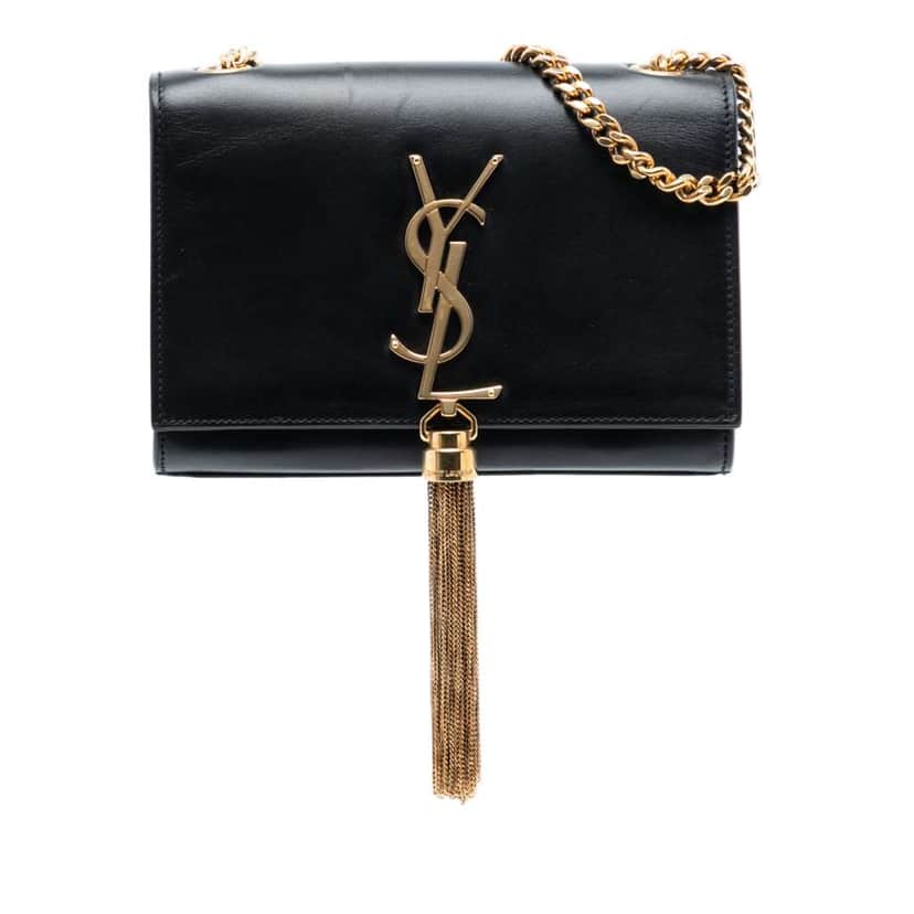 Saint Laurent Small Smooth Calfskin Monogram Kate Tassel Crossbody Black Leather Very good condition - Front View