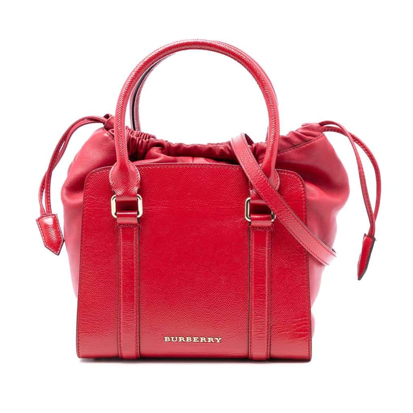 Burberry Small Patent Dinton Satchel Red Leather Very good condition - Front View