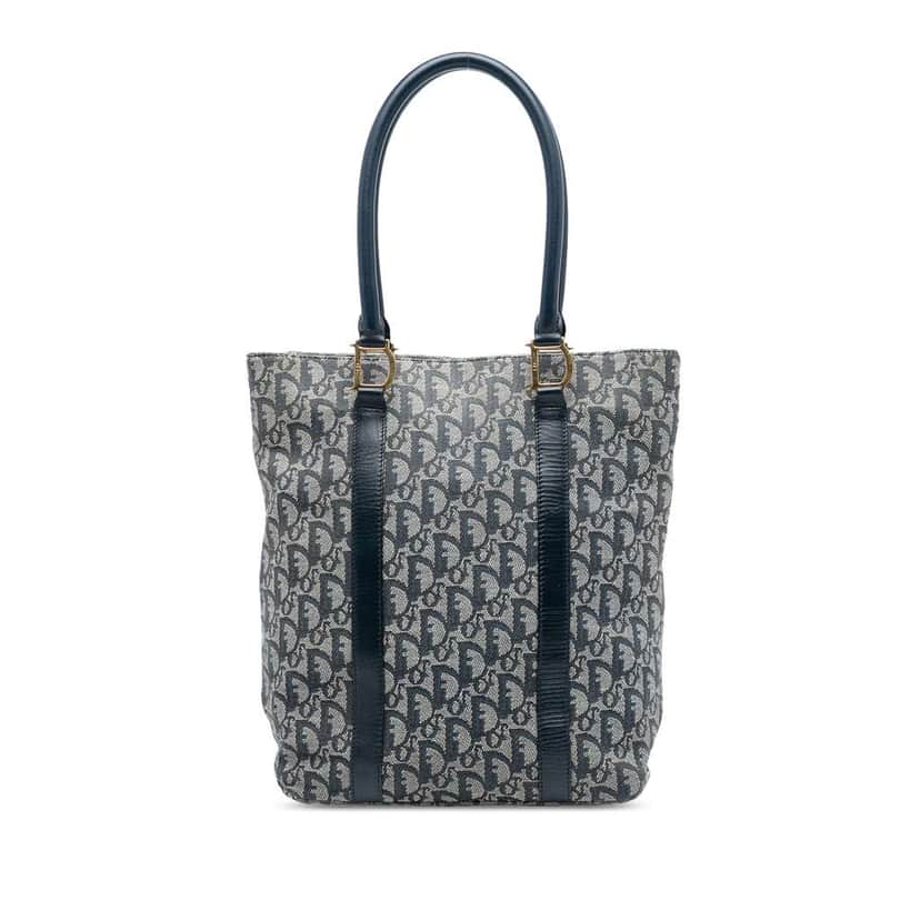 Dior Diorissimo Trotter Canvas Tote Blue Canvas Very good condition - Front View